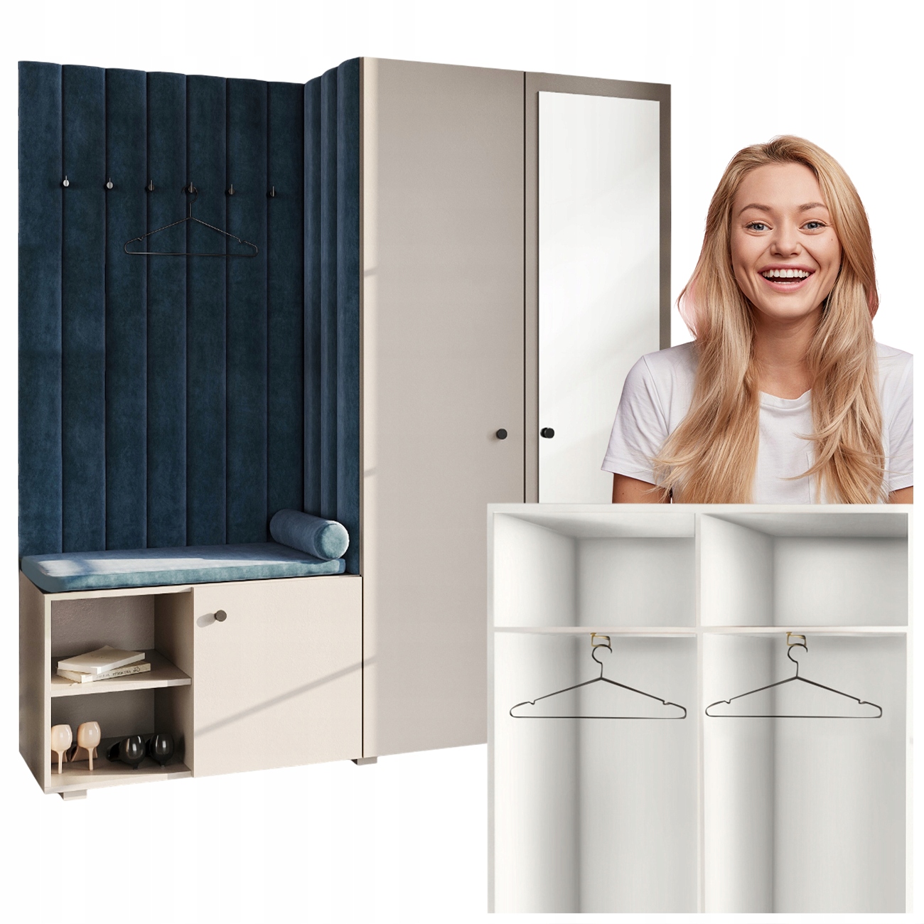 Předsíňová Skříň Do Předsíně S Sedákem A Zrcadlem Kašmír Cloud 74