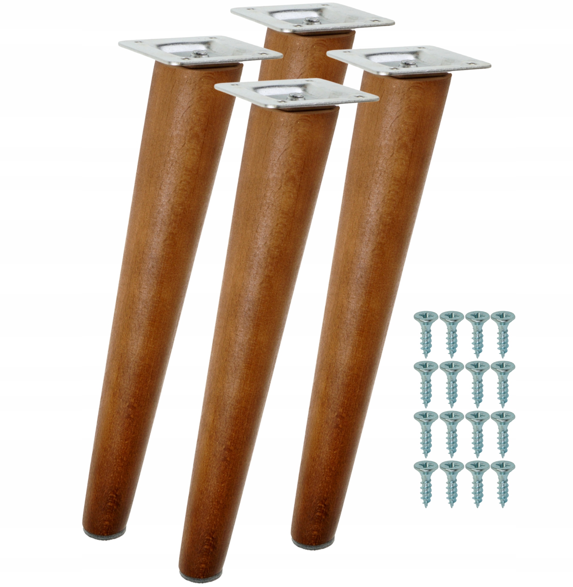 Dřevěné nohy bukové ořechové, šikmé, sada 45 cm