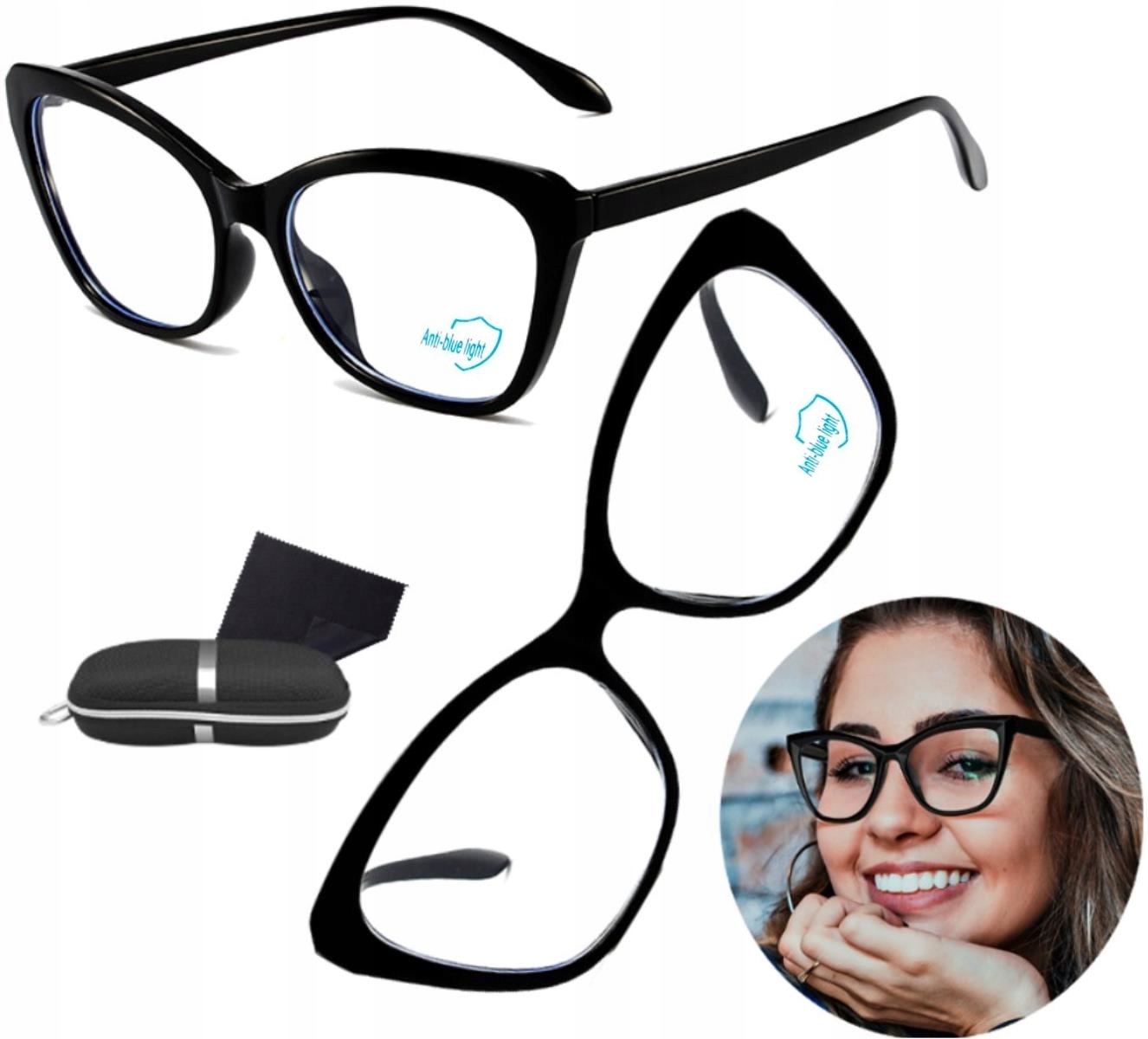 Okulary zerówki do komputera Czarne z filtrem BLF Marka Edibazzar