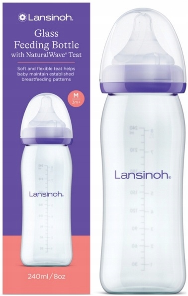 Lansinoh стеклянная бутылка соска NaturalWave 240 мл