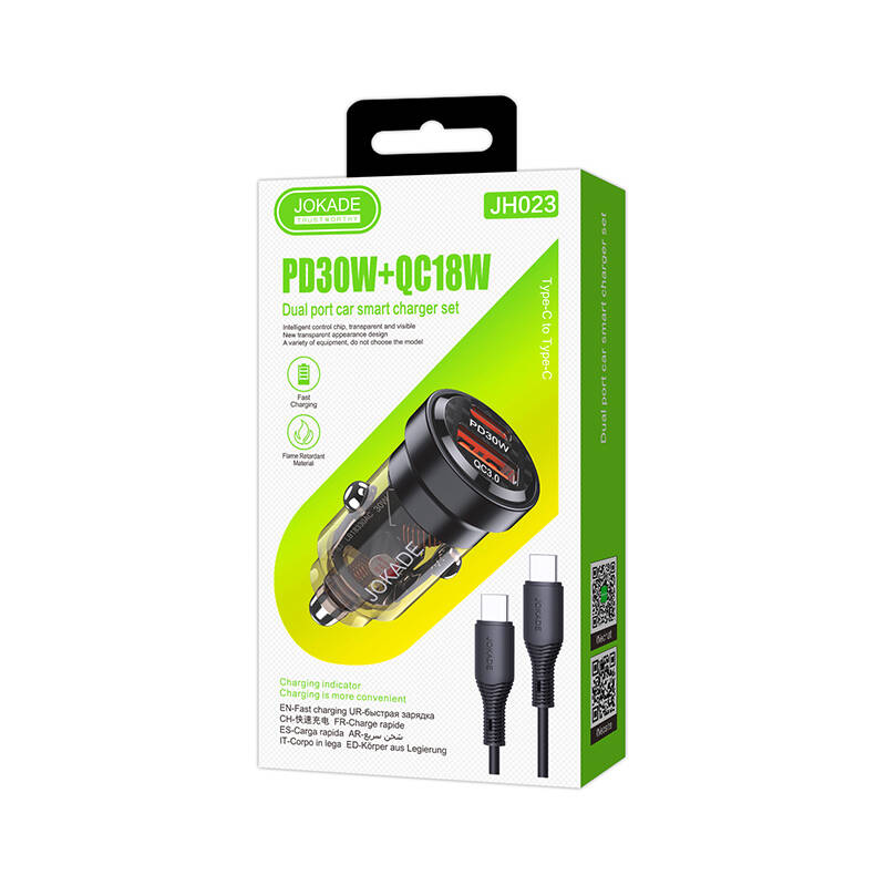 SZYBKA Ładowarka Samochodowa USB + USB-C PD 30W 5A QC 3.0 + KABEL 2x TYP C Producent inny