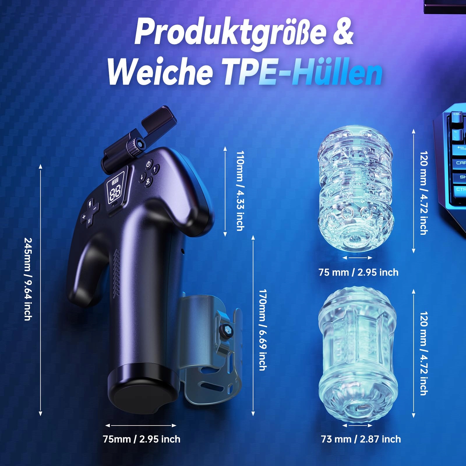ELEKTRYCZNY MASTURBATOR DLA MĘŻCZYZN Z UCHWYTEM NA TELEFON 5 TRYBÓW — miniatura 9