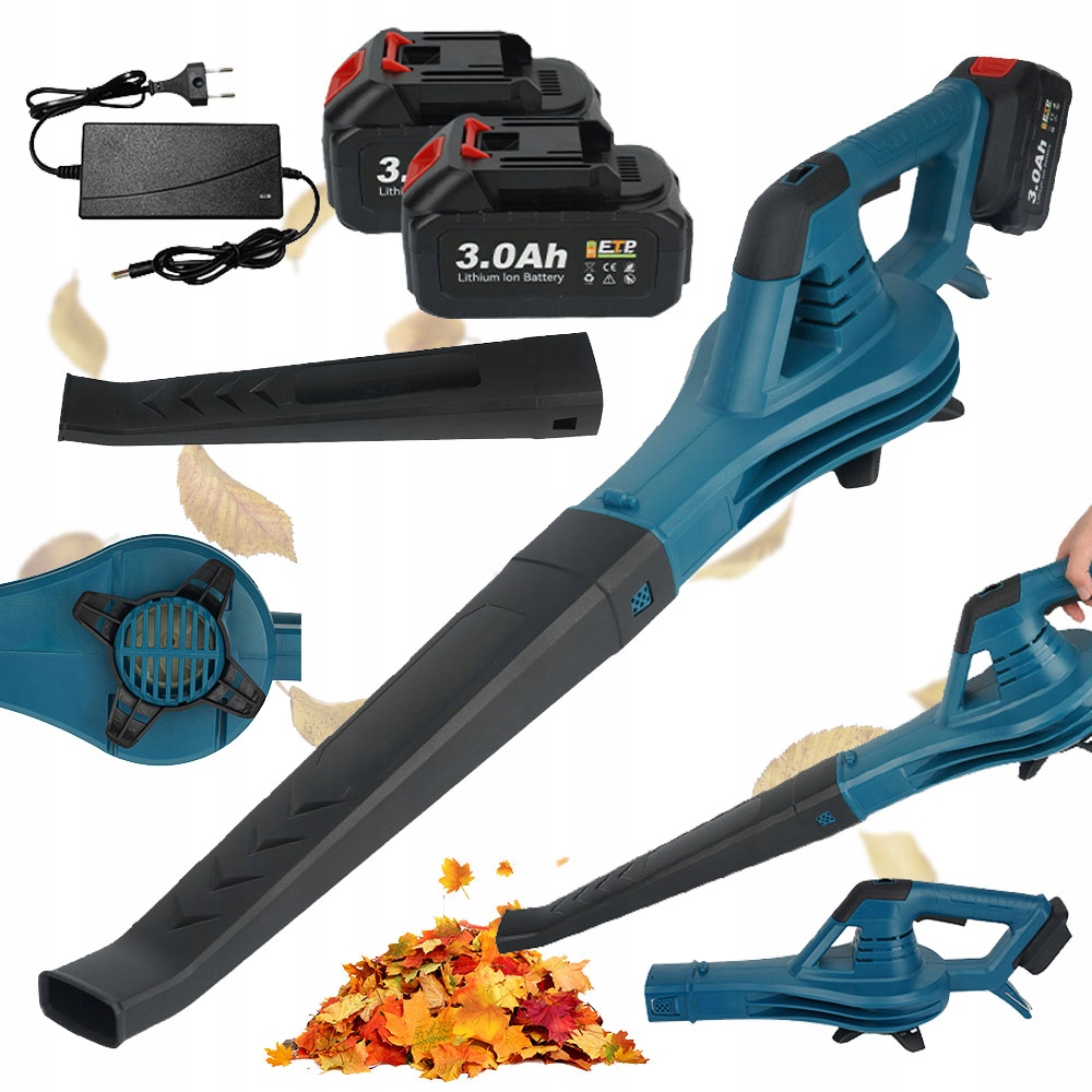 Akumulatorový Foukač Listí 6 Rychlostí 2 Výkonné Baterie 20 V 750 W