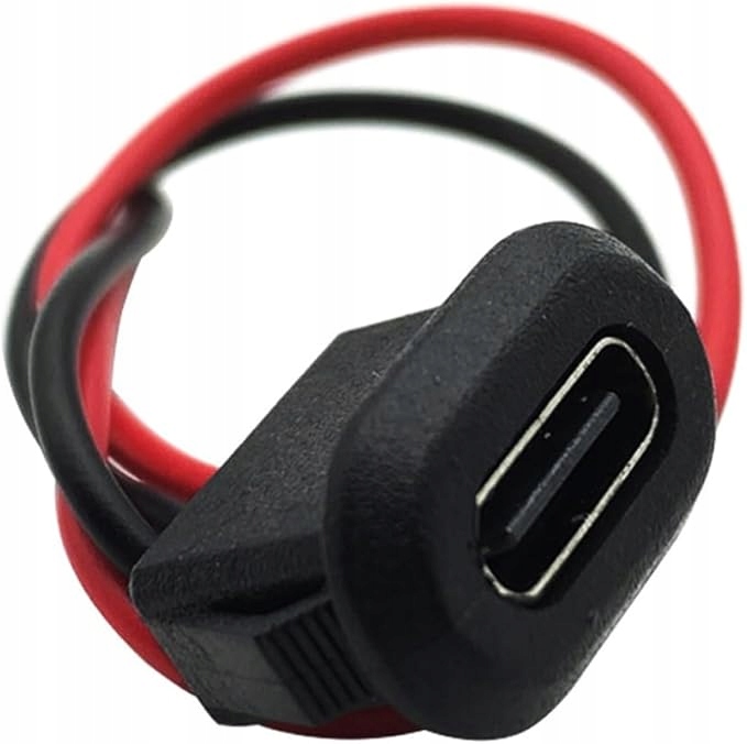 GNIAZDO USB-C USB TYP C ŻEŃSKIE PANELOWE TABLICOWE CZARNE 2pin Złącza gniazdo USB typ C