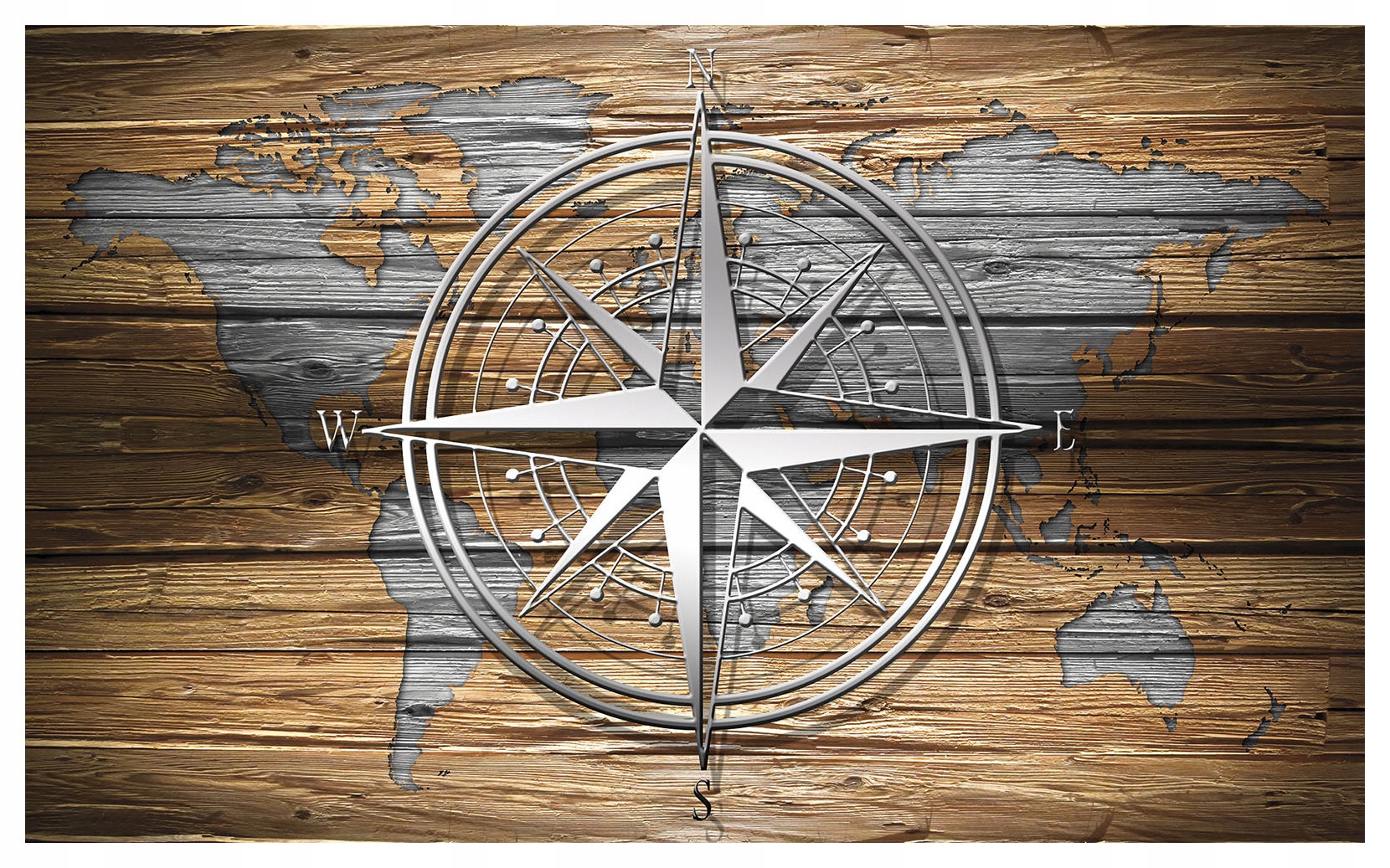 Fototapeta Mapa světa retro kompas dřevo vinylová 254x184 lepidlo