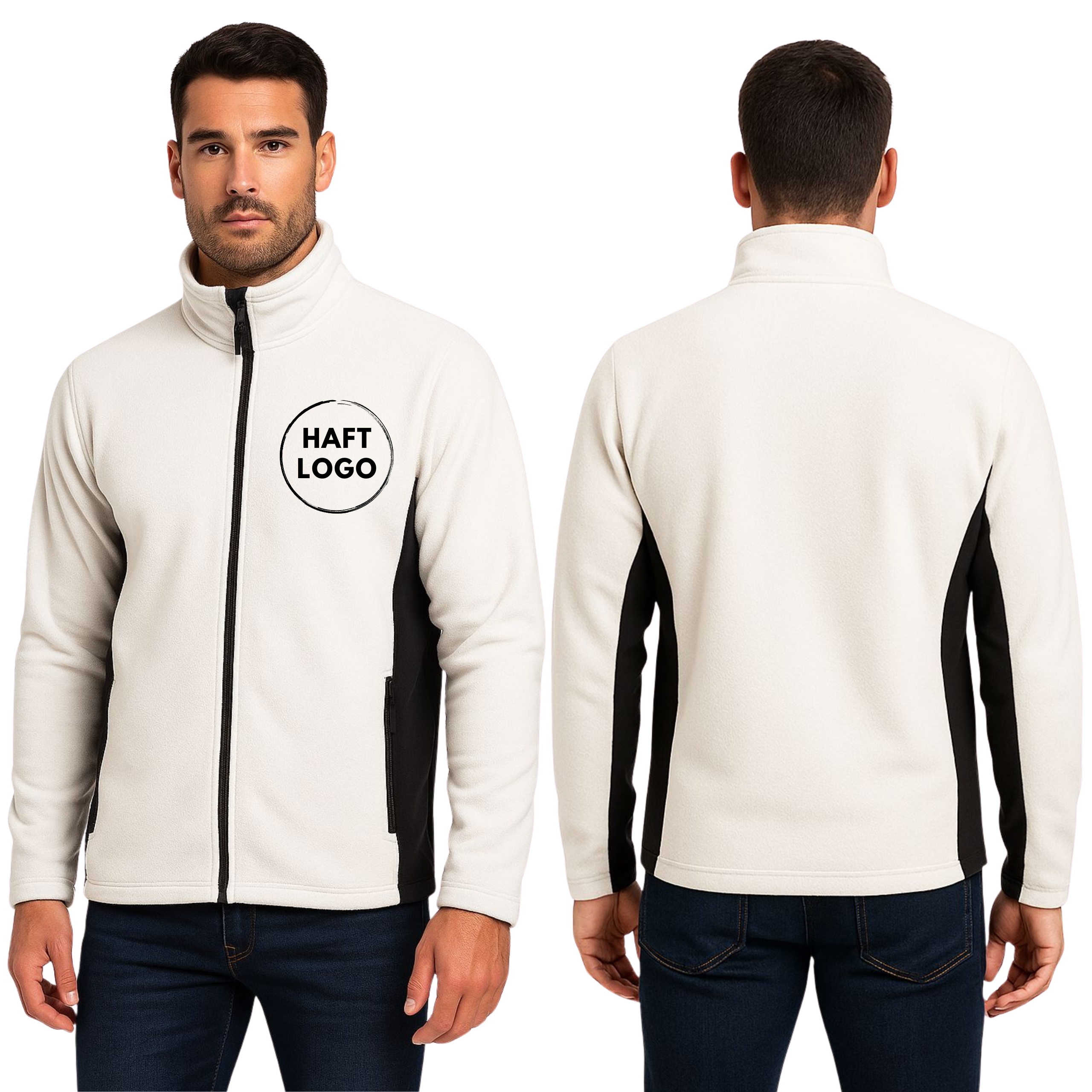 Pánský Polar S Logem Firmy Text Nápis Mikropolar s výšivkou s potiskem Bílá XL