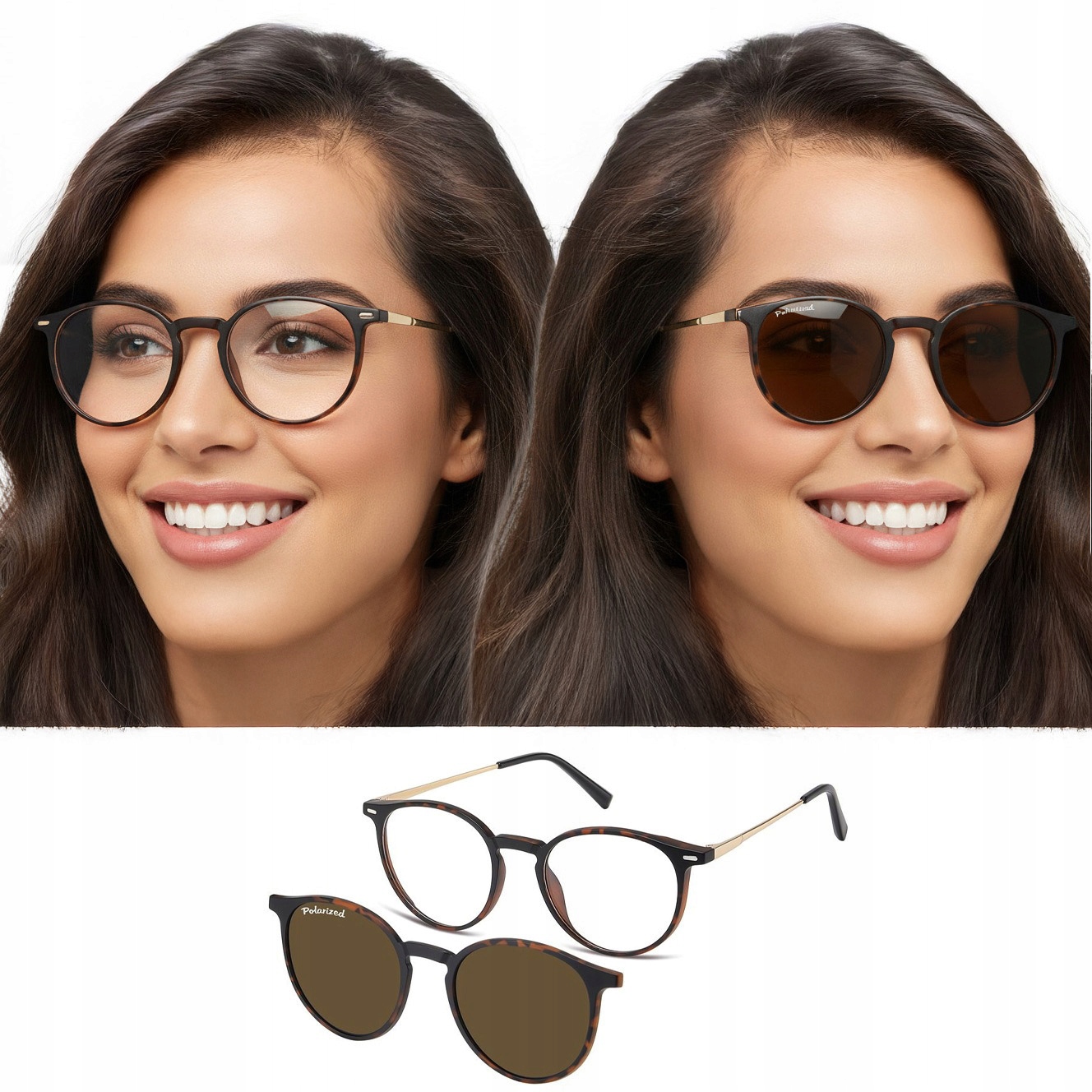 Okulary Oprawki Zerówki Clip On Nakładki Przeciwsłoneczne UV400 Polaryzacja