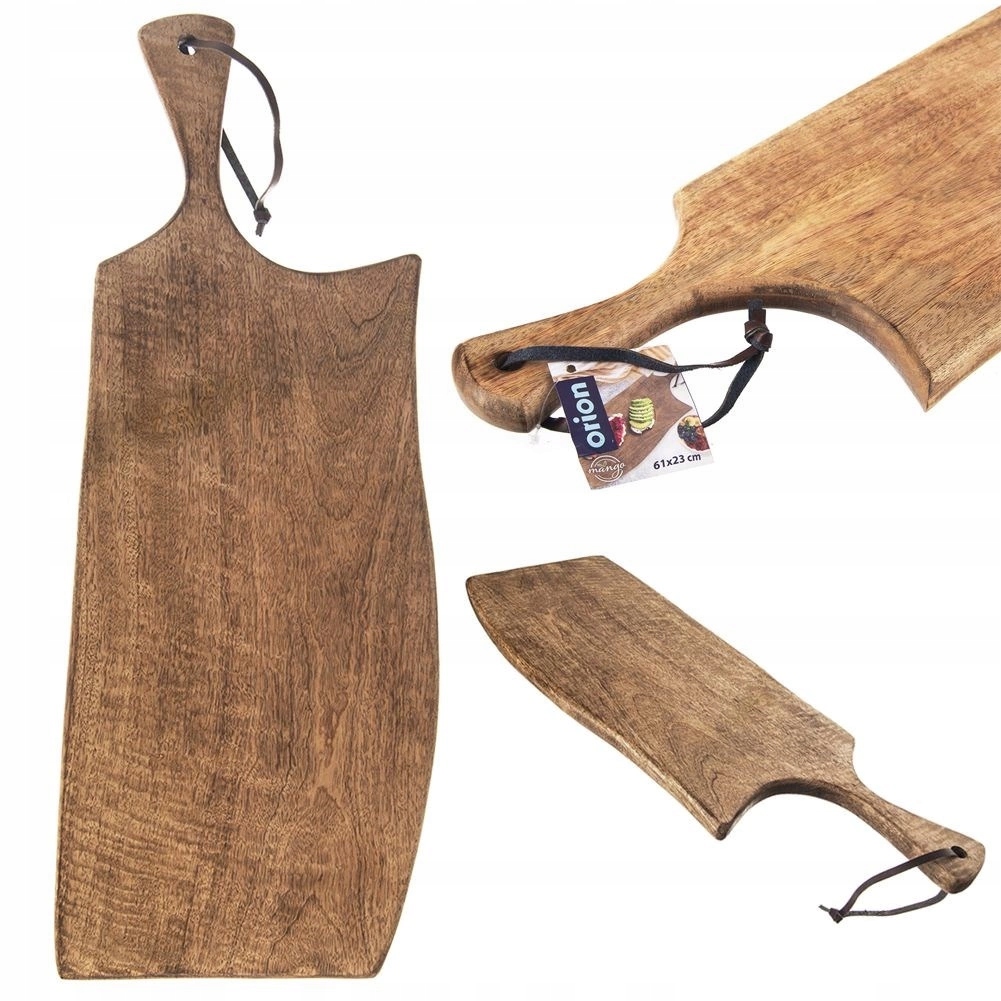 Dřevěná krájecí a servírovací deska 61 x 22 cm velká s úchytem Orion