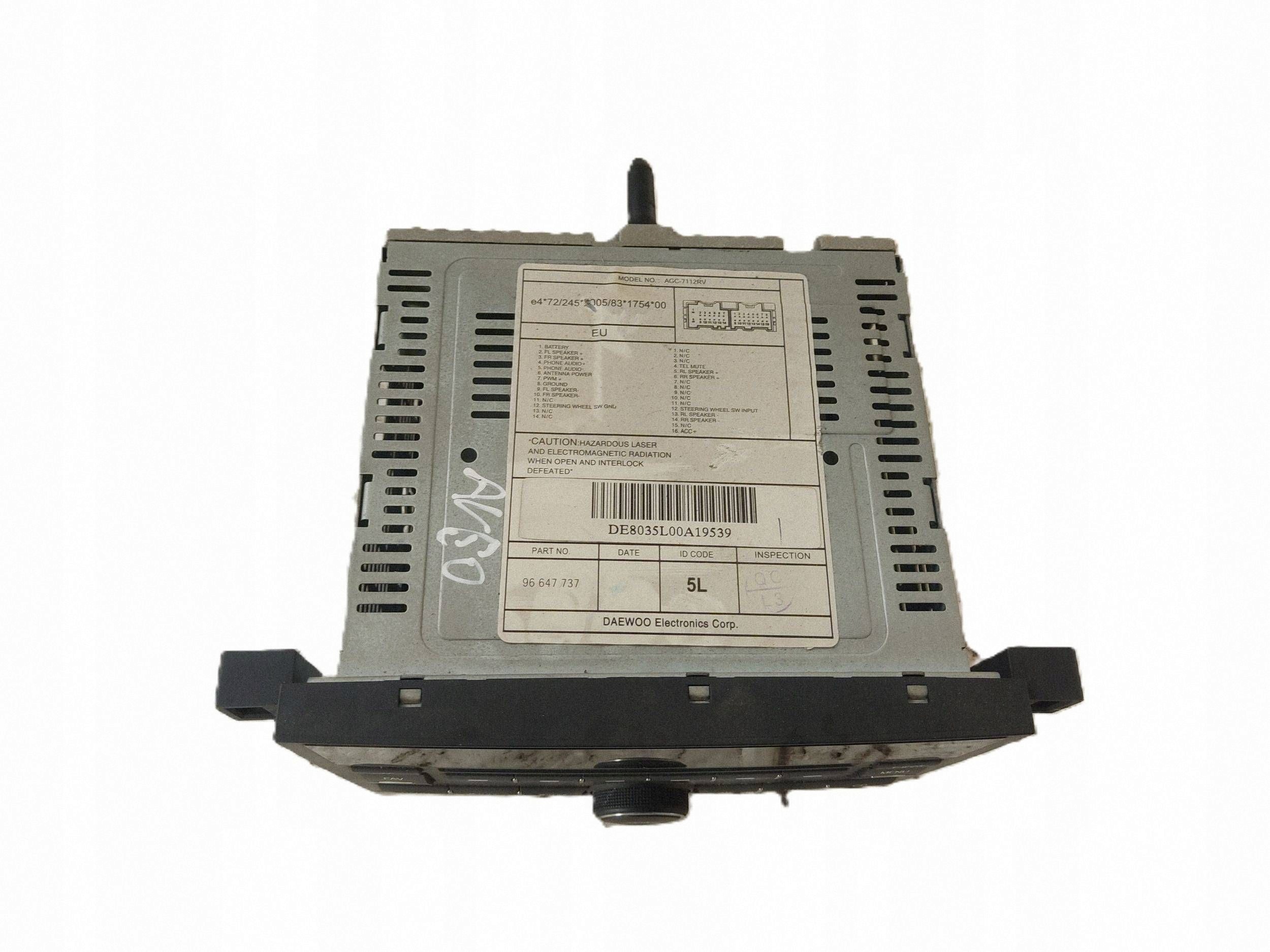 RADIO CHEVROLET AVEO 1.2i 2008 nema KODU