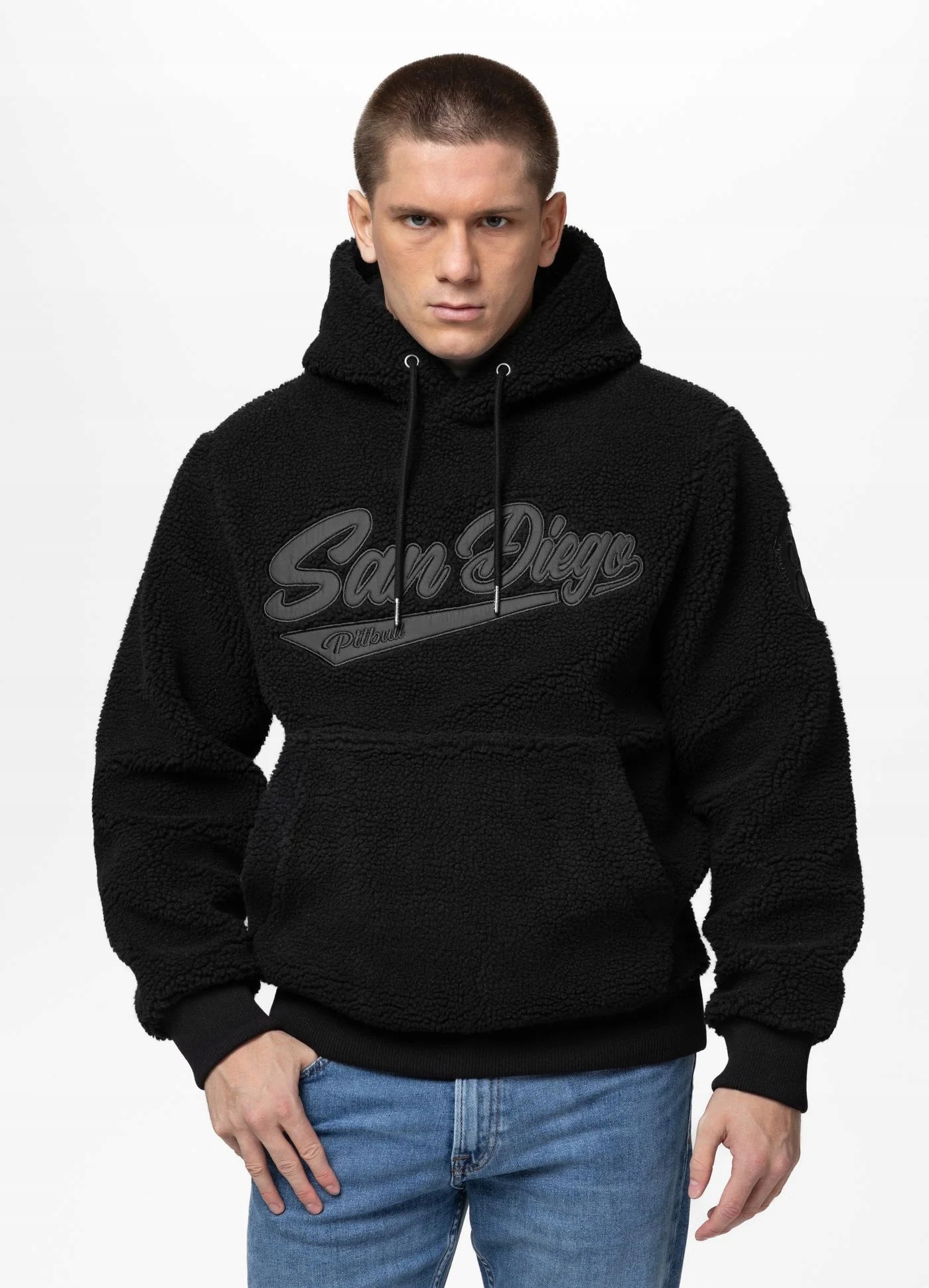 Plyšová Pánská Mikina S Kapucí Pit Bull Galaxy Černá XL