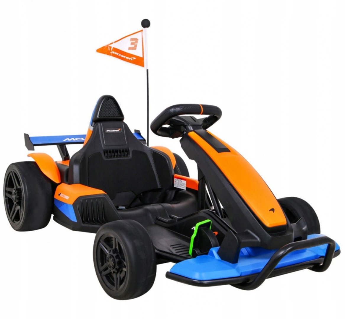 Gokart McLaren Drift dla dzieci 2 silniki 150W tablica z imieniem dziecka