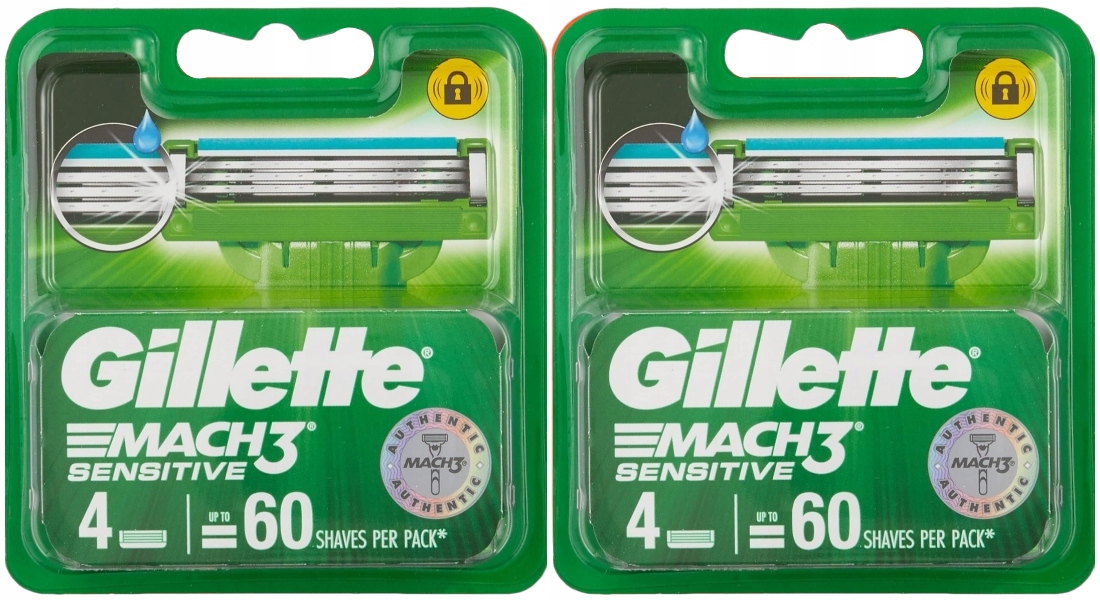 8 x Gillette Mach3 Sensitive Wkłady Ostrza Wymienne (2x4szt)
