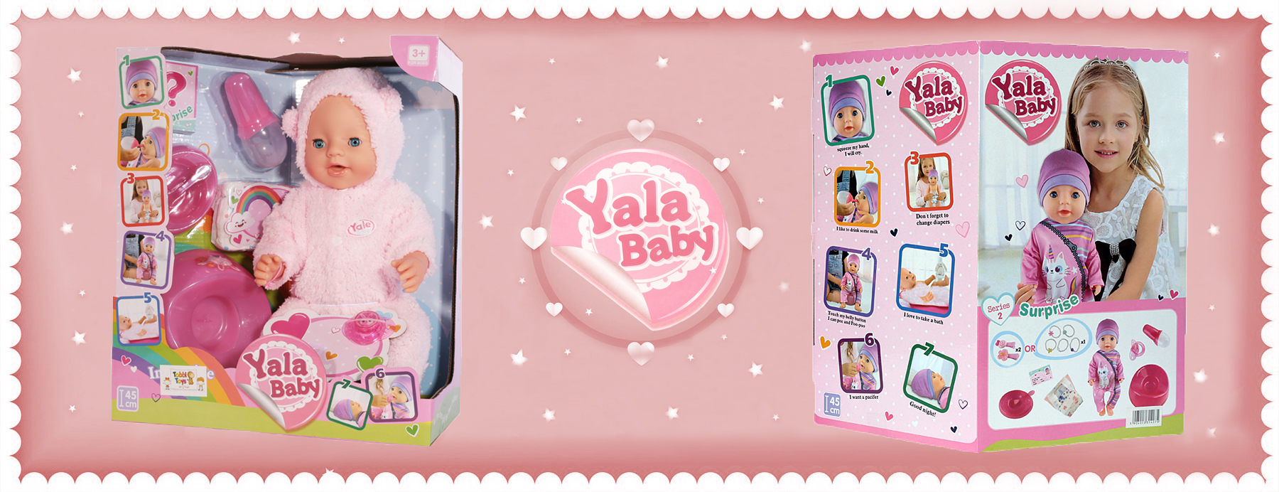 DUŻA LALKA BOBAS INTERAKTYWNA Z AKCESORIAMI DLA DZIEWCZYNKI Wysokość produktu 45 cm