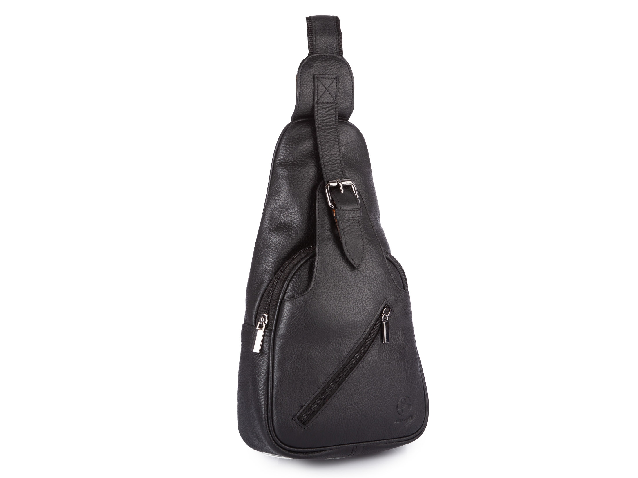 Batoh na jedno rameno crossbody, černá přírodní kůže