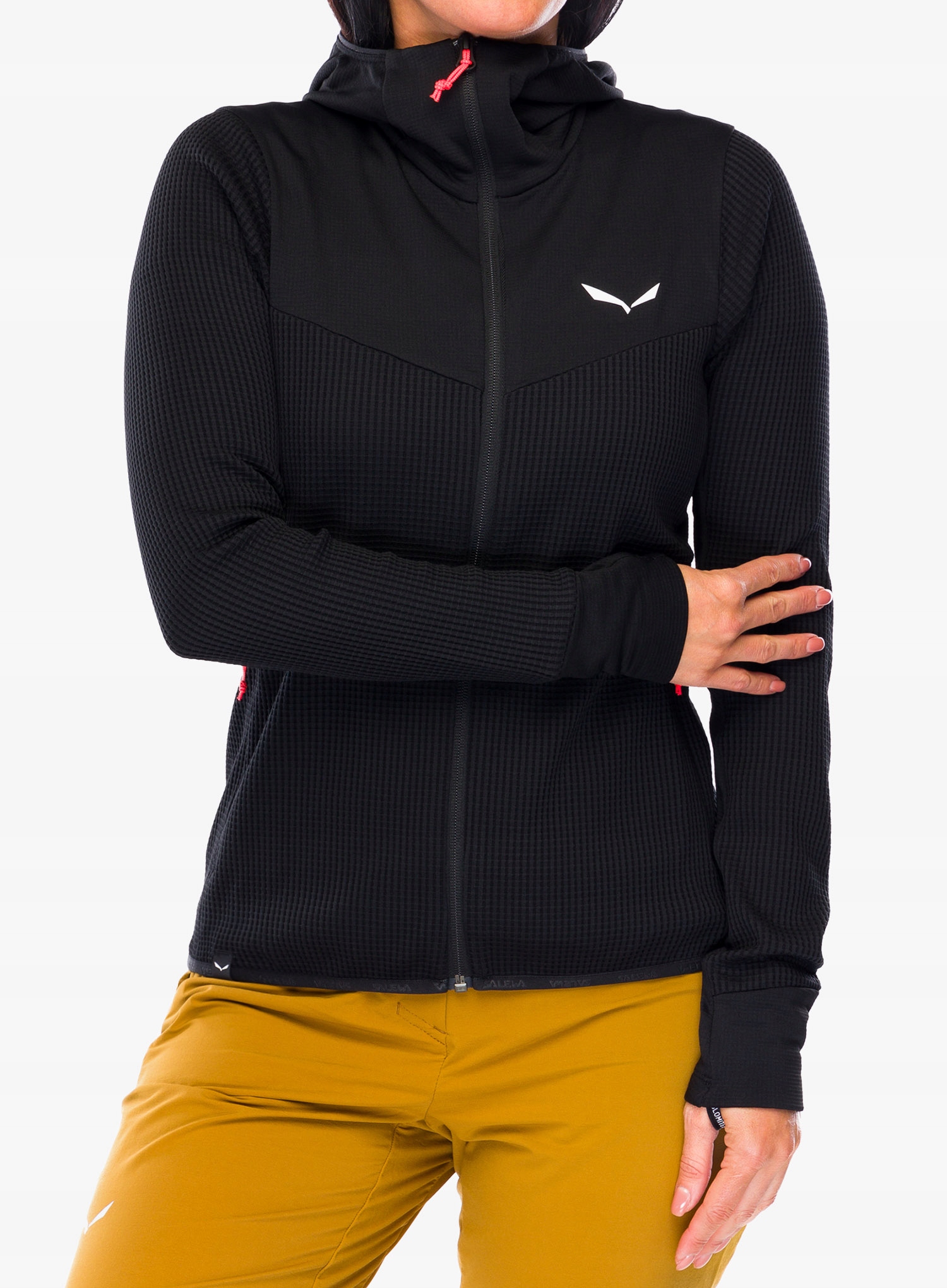 Bluza damska Salewa Puez Waffle Hyb Pl Hd Jacket black out 40 (L)