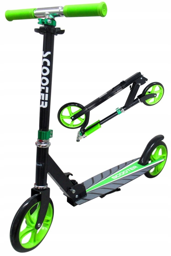 Duża Hulajnoga H4 Zielona Składana R-Sport koła 200 mm do 100 kg