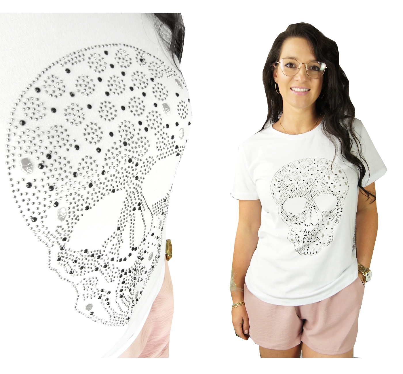 

Stylowa Bluzka T-shirt Dopasowana Bawełna Wzory XL
