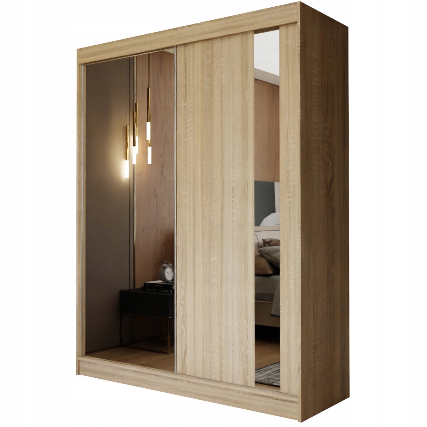 Skříň 150 cm se zrcadlem Skříň Dvoudveřová Dub