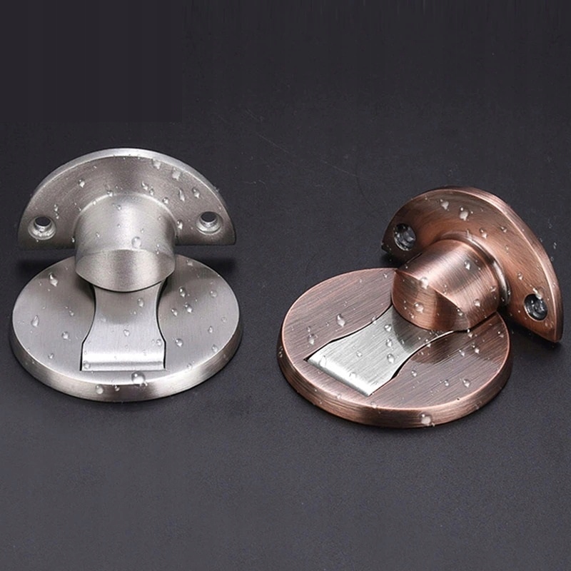 Odbojnik MAGNETYCZNY - stoper do drzwi SREBRNY ELEGANCKI + zestaw montażowy Materiał metal