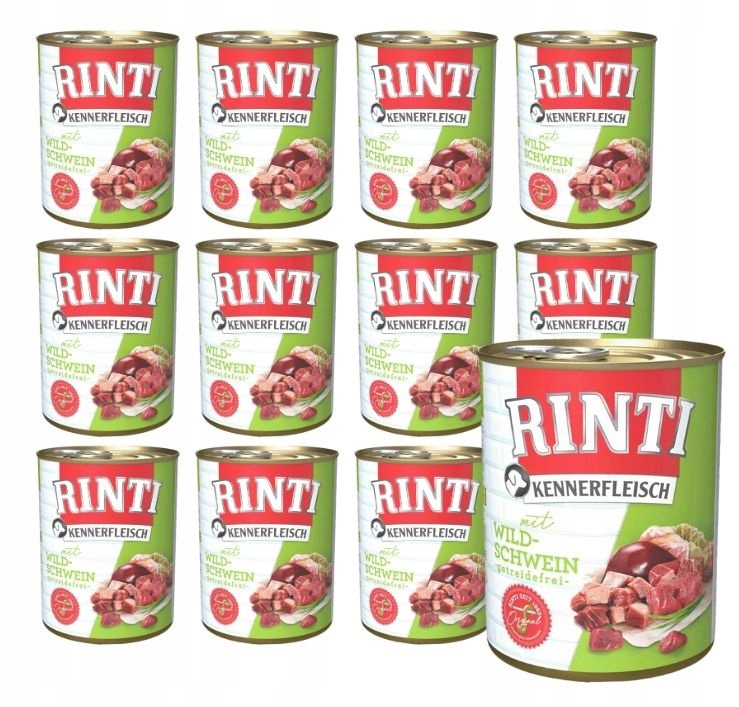 Rinti Kennerfleisch Wild boar vlhké krmivo Divočák sada 12 x 400 g