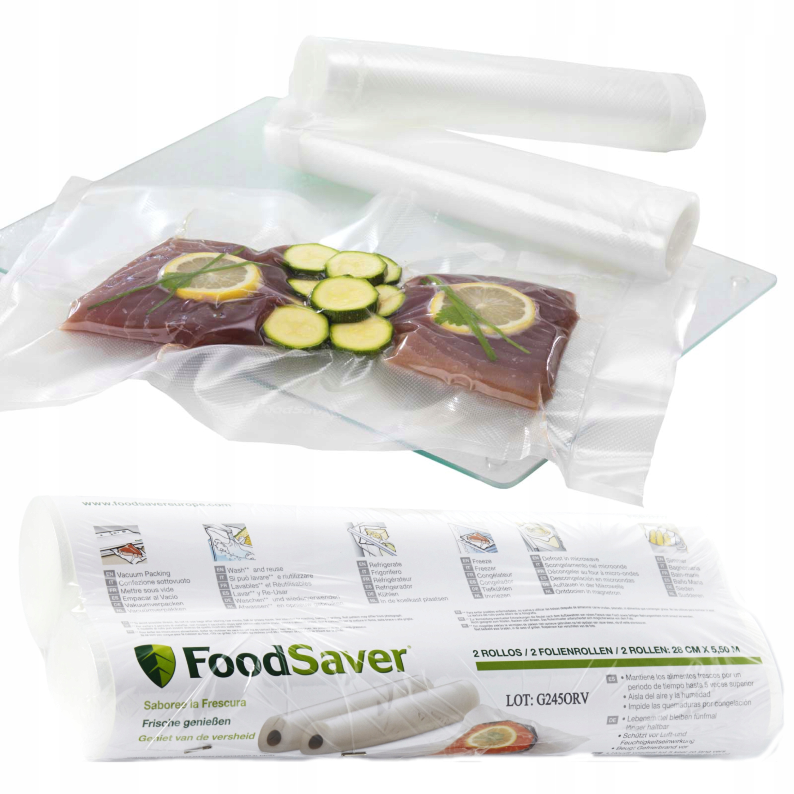 Rękaw Folia do Pakowania Próżniowego 2 Rolki 28 cm x 5,5m Foodsaver