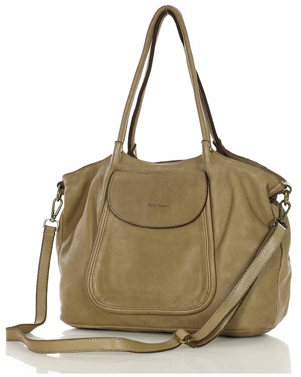 Duża torebka damska SHOPPER skórzana Marco Mazzini Zapięcie zamek