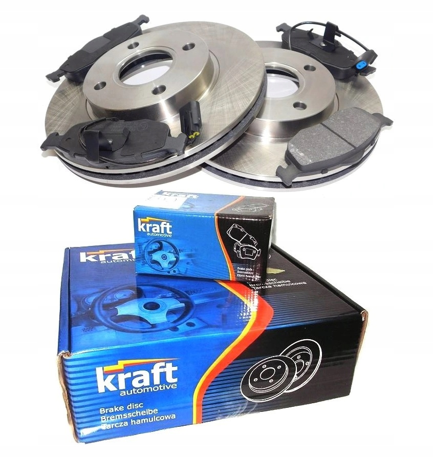 2× Kraft Automotive 6042120 Диск гальмівний + Kraft Automotive 6002120 Комплект колодок гальмівних, гальма дискові