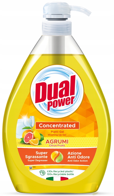 

Dual Power 1L płyn mycia naczyń Cytrusowy pompka
