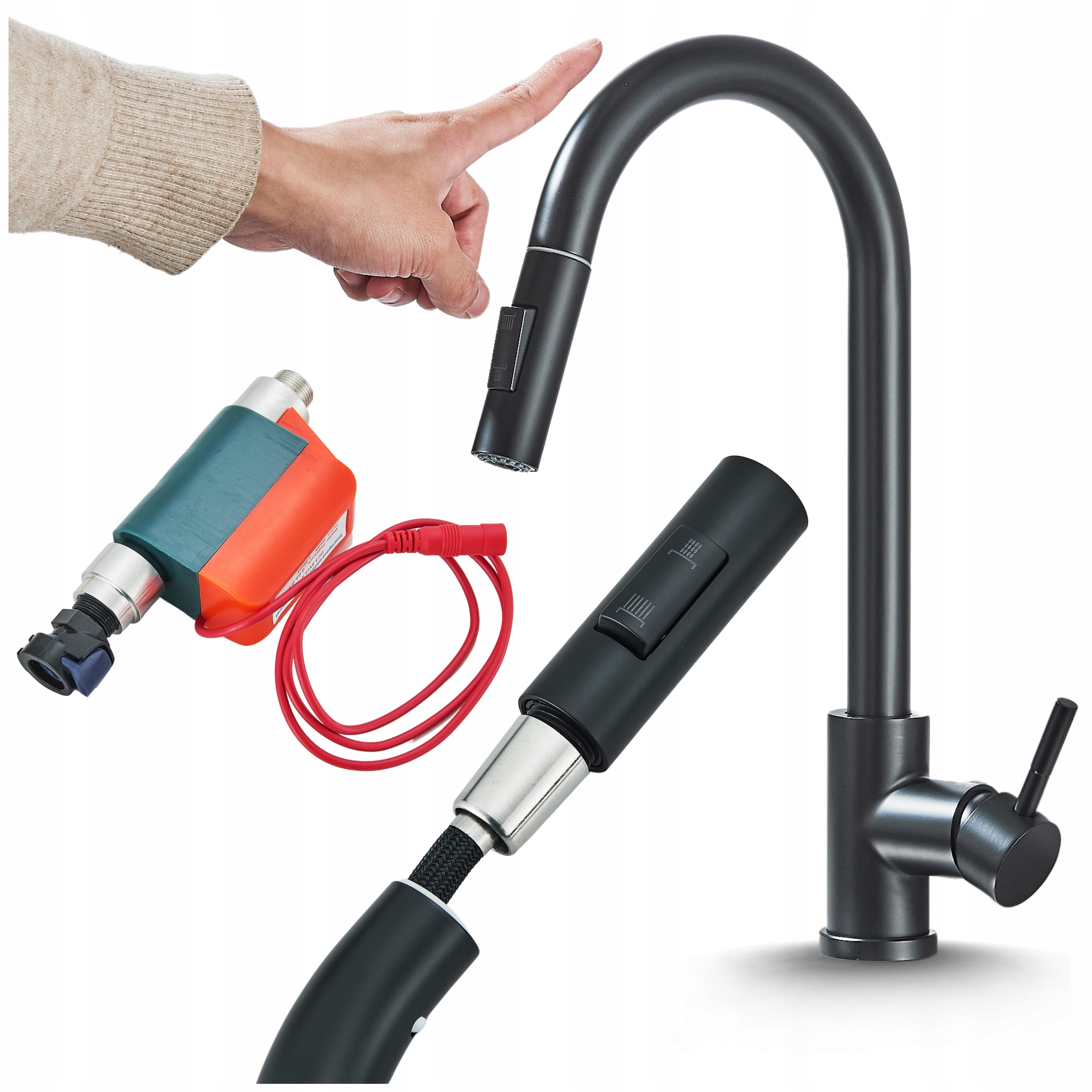 Kuchynská Bateria s Dotykovým snímačom pohybu Kohútik do kuchyne Čierny