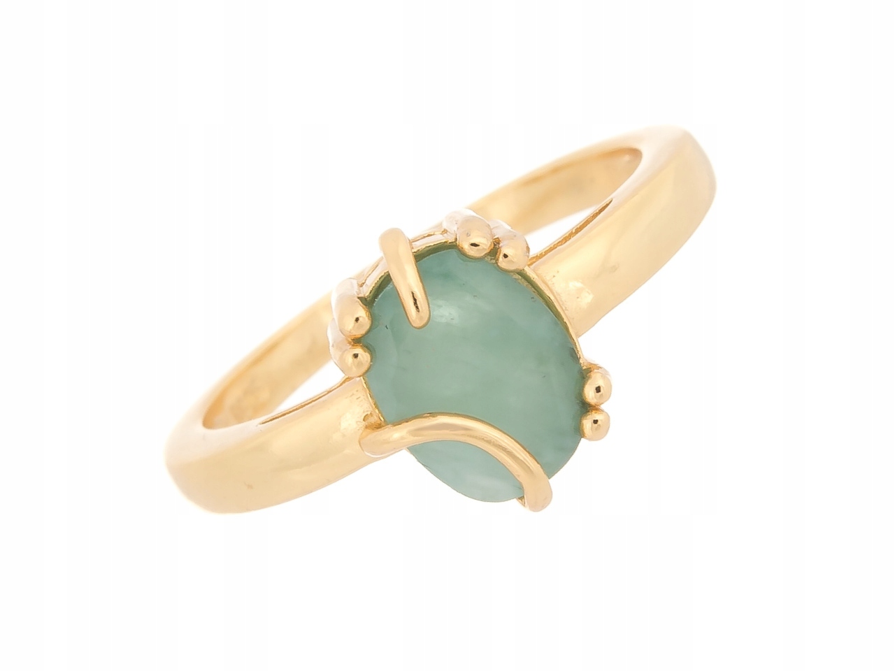 Stříbrný Prstýnek Vel 14, Pozlacený Smaragd, Přírodní Dárek