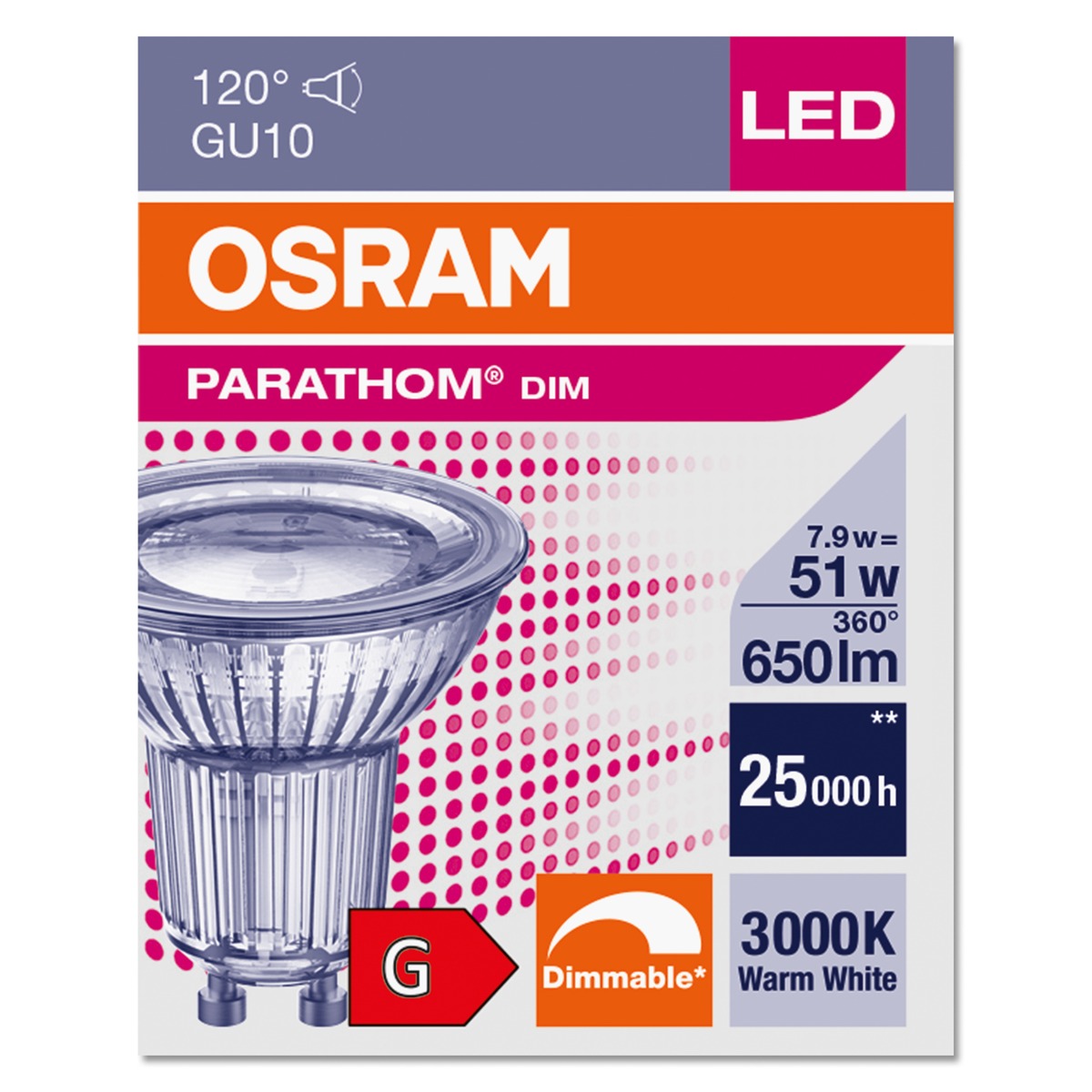 Żarówka LED GU10 7,9W 4000K 120° ŚCIEMNIALNA OSRAM Kod producenta CRI90 HALOGEN LED NEUTRALNA BARWA 50W