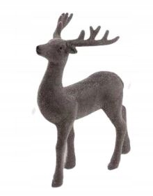

Figurka Renifer flokowany welur święta Szary 21 cm
