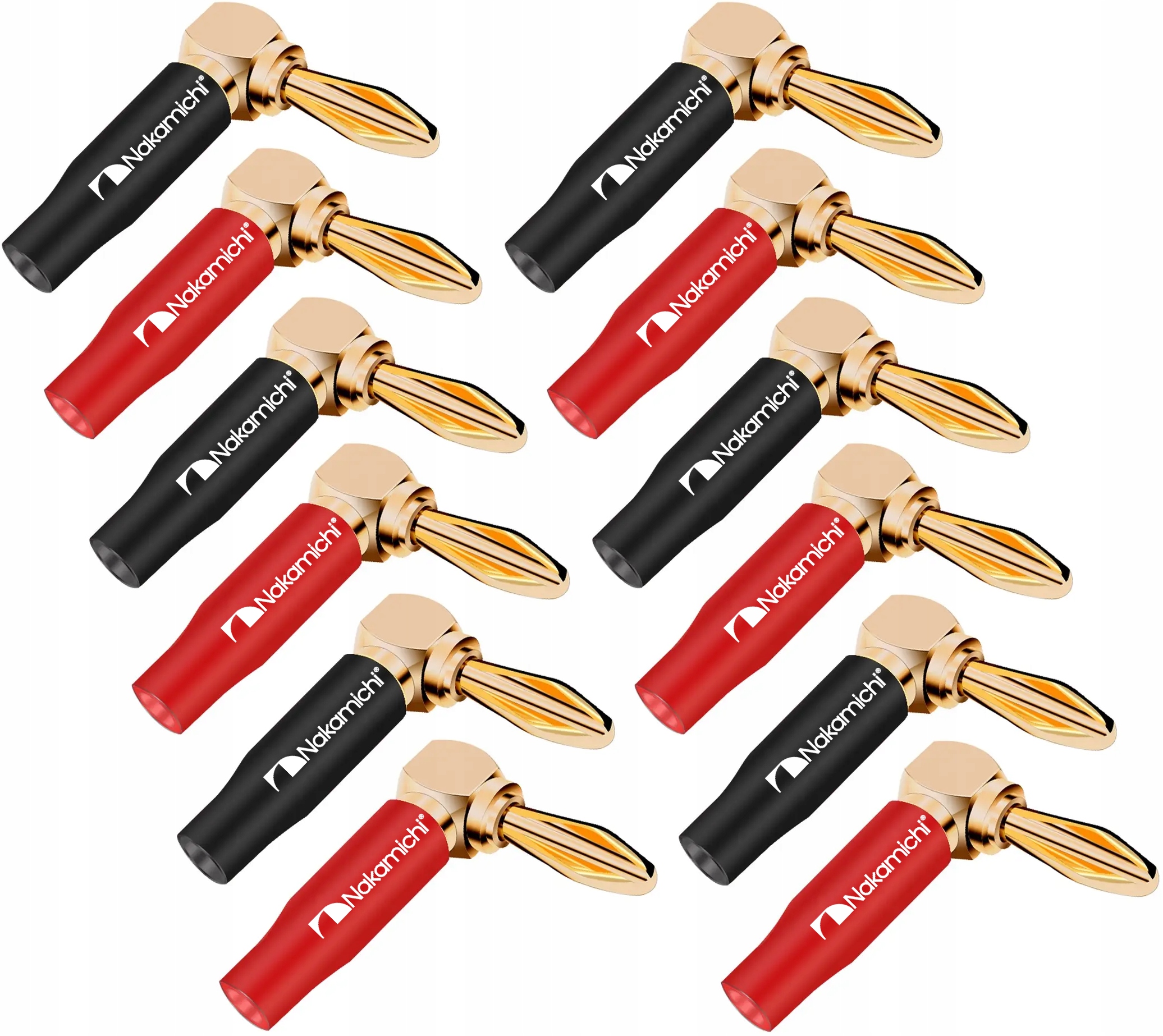 

Wtyki Bananowe Kątowe Nakamichi Banany Gold 12szt
