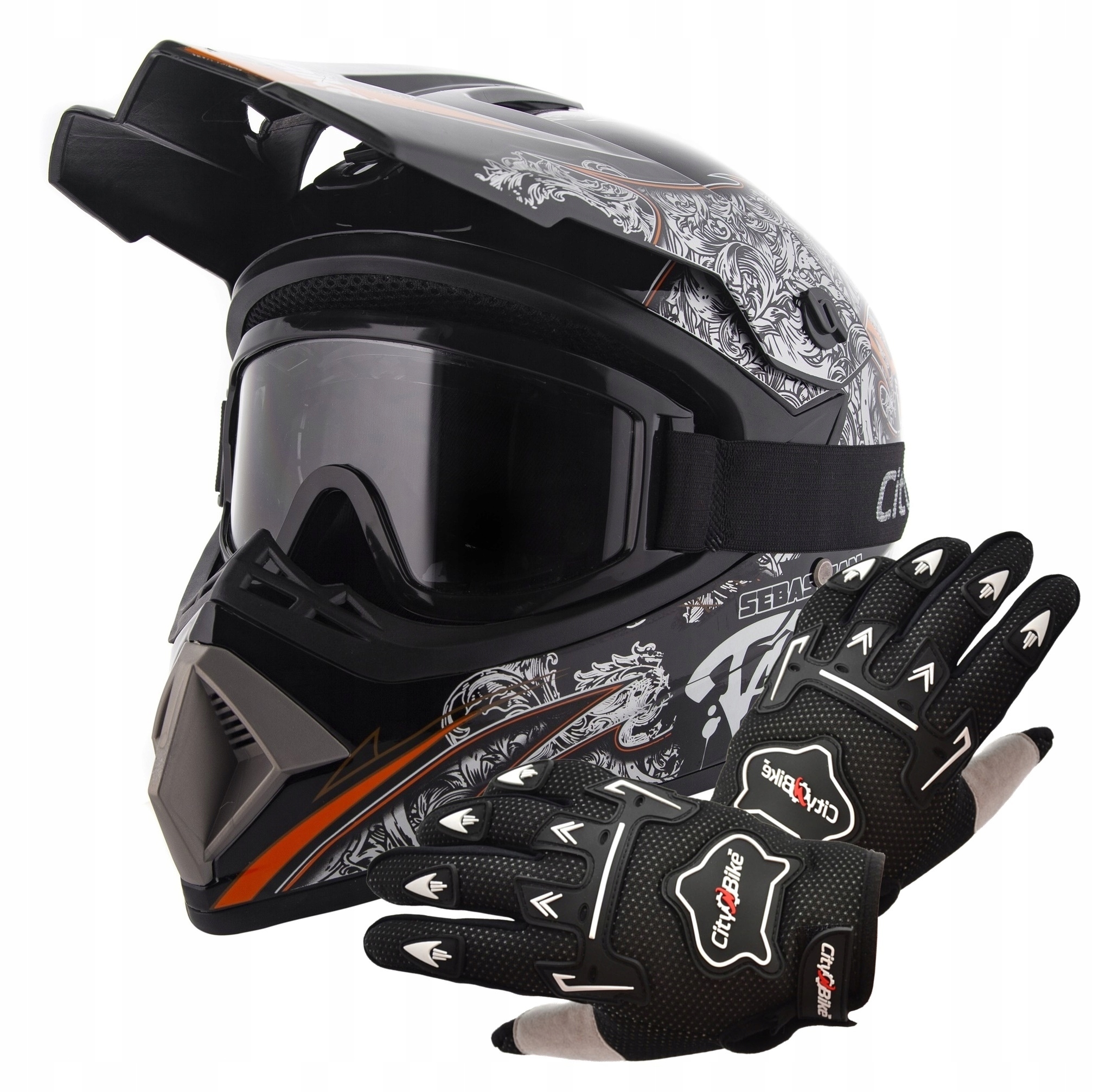 KASK CROSSOWY LEKKI ENDURO QUAD S +GOGLE+RĘKAWICE