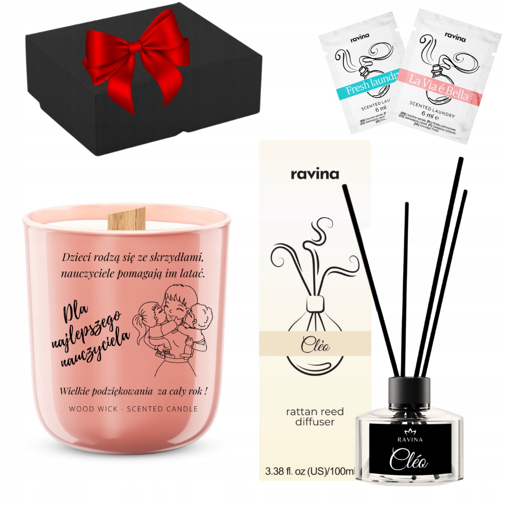 Sada Dárek 4v1 Dárková Krabička Pro Učitele Svíčka Difuzér Přívěsek