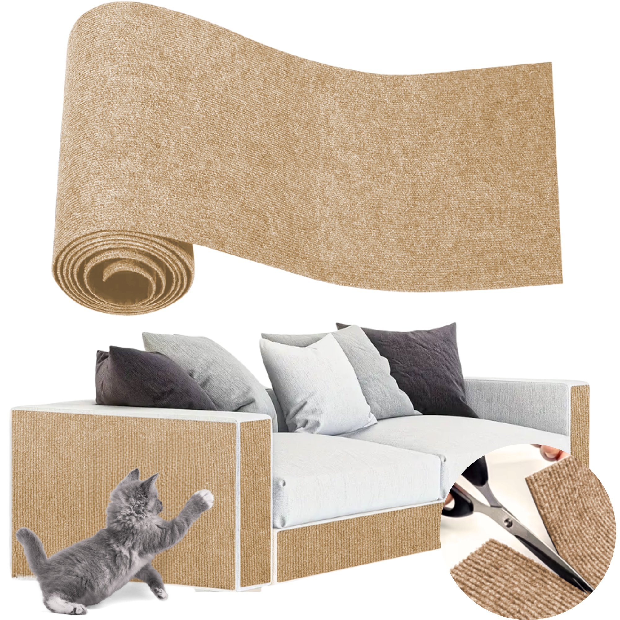 Levně Samolepicí škrabací podložka na pohovku, nábytek pro kočky, ochrana 200x40