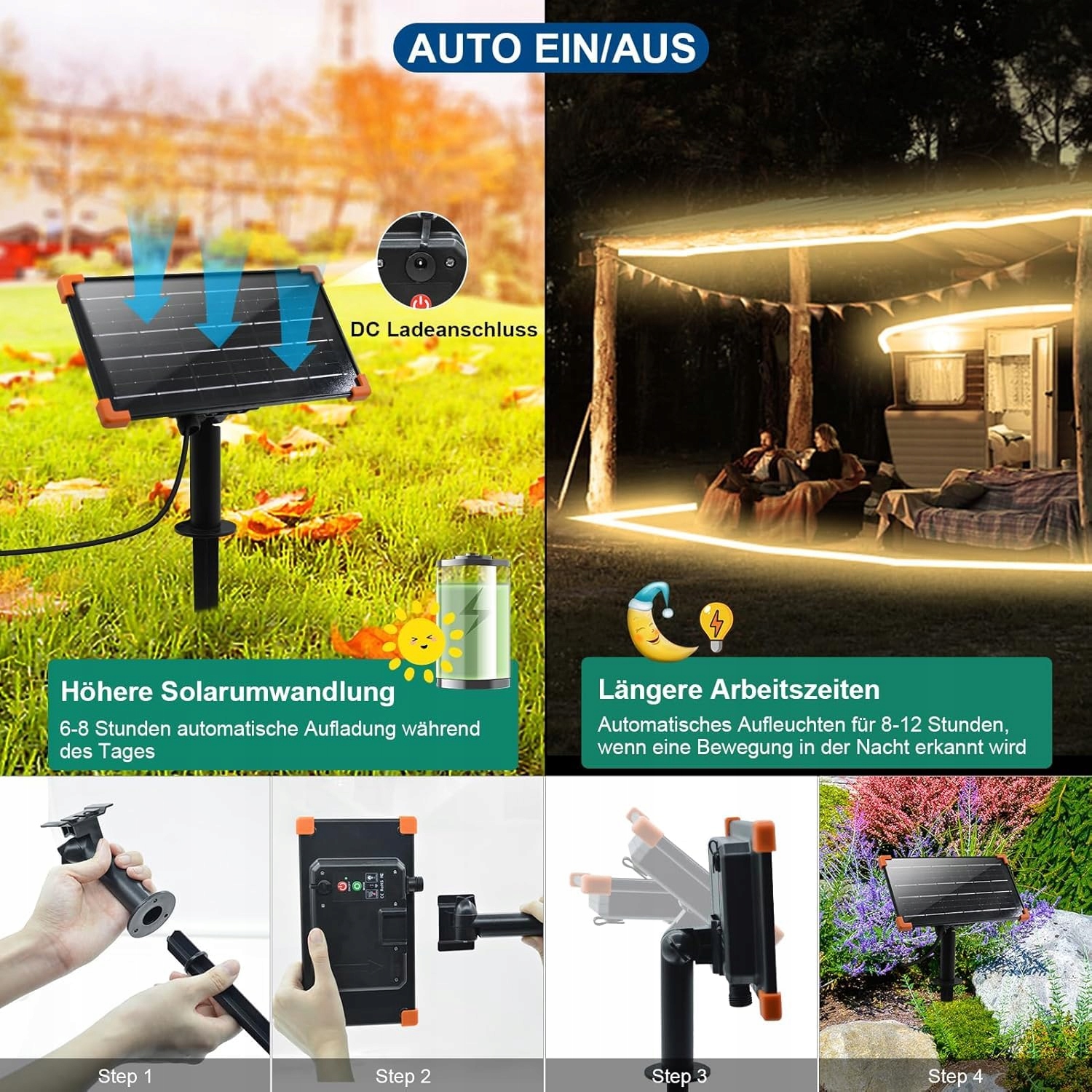 DBFAIRY Solarny Pasek LED 15M 540 LED IP68 Wodoodporny Ogród Balkon — miniatura 7