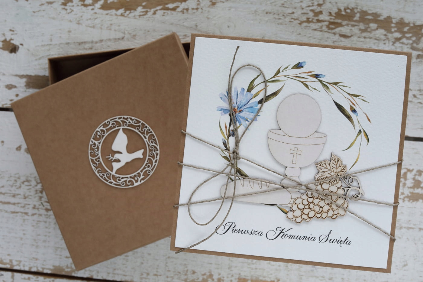 Společenská pohlednice na svaté přijímání se jménem kmotry