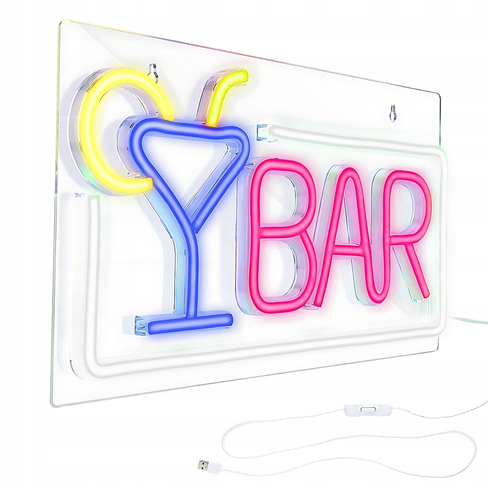 Neon Led Nápis Svítící Bar 42X22 CM Akryl Usb Dekorace Firma Pub Klub Dům