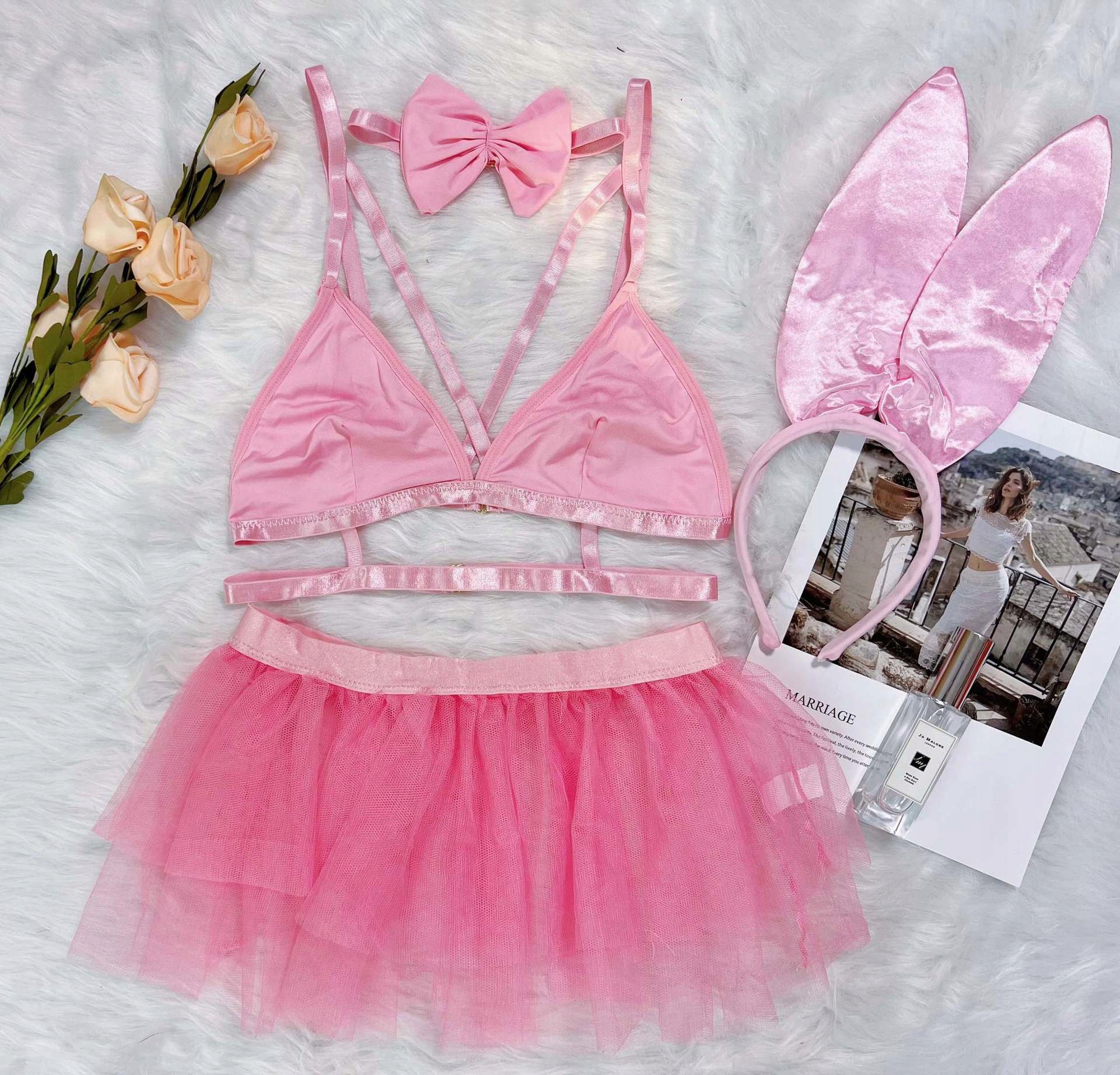 Sexy KOSTIUM BIELIZNA DAMSKA RÓŻOWY Króliczek S Rozmiar S