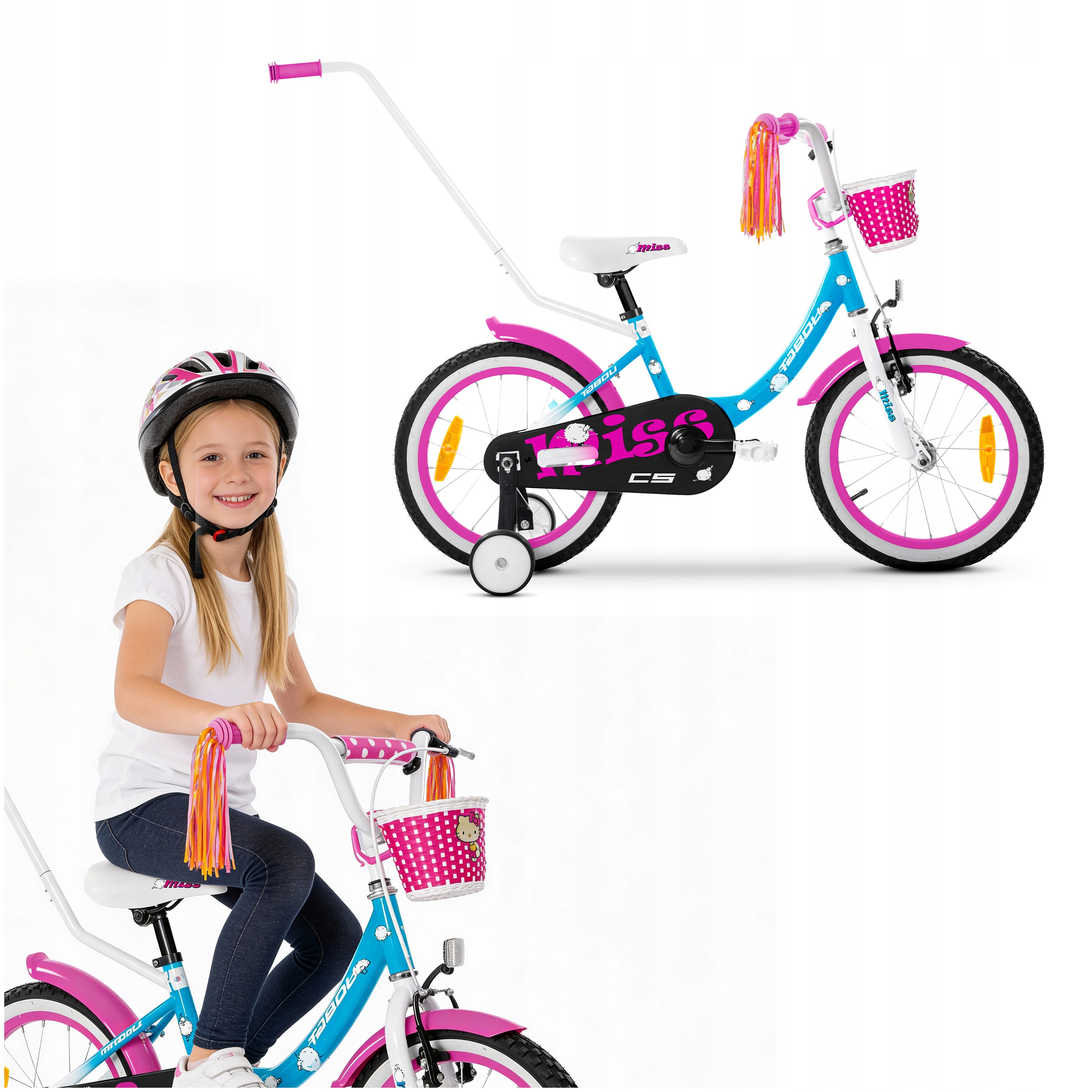 Rower Dziecięcy Rowerek 18 Cali Dla Dziewczynki Prowadnik Koła Boczne Tabou