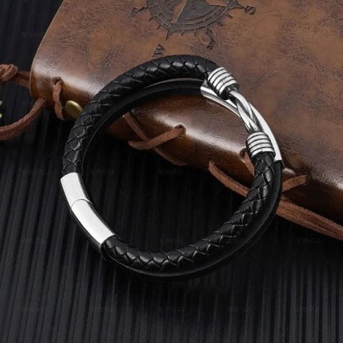 Skórzana bransoletka męska z grawerem Splot Inny splot