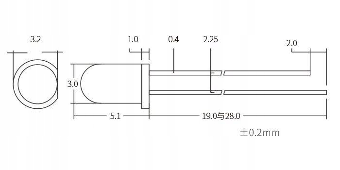 Dioda LED 3mm żółta - jasna - clear 20mA - 10 szt Symbol 3mmY
