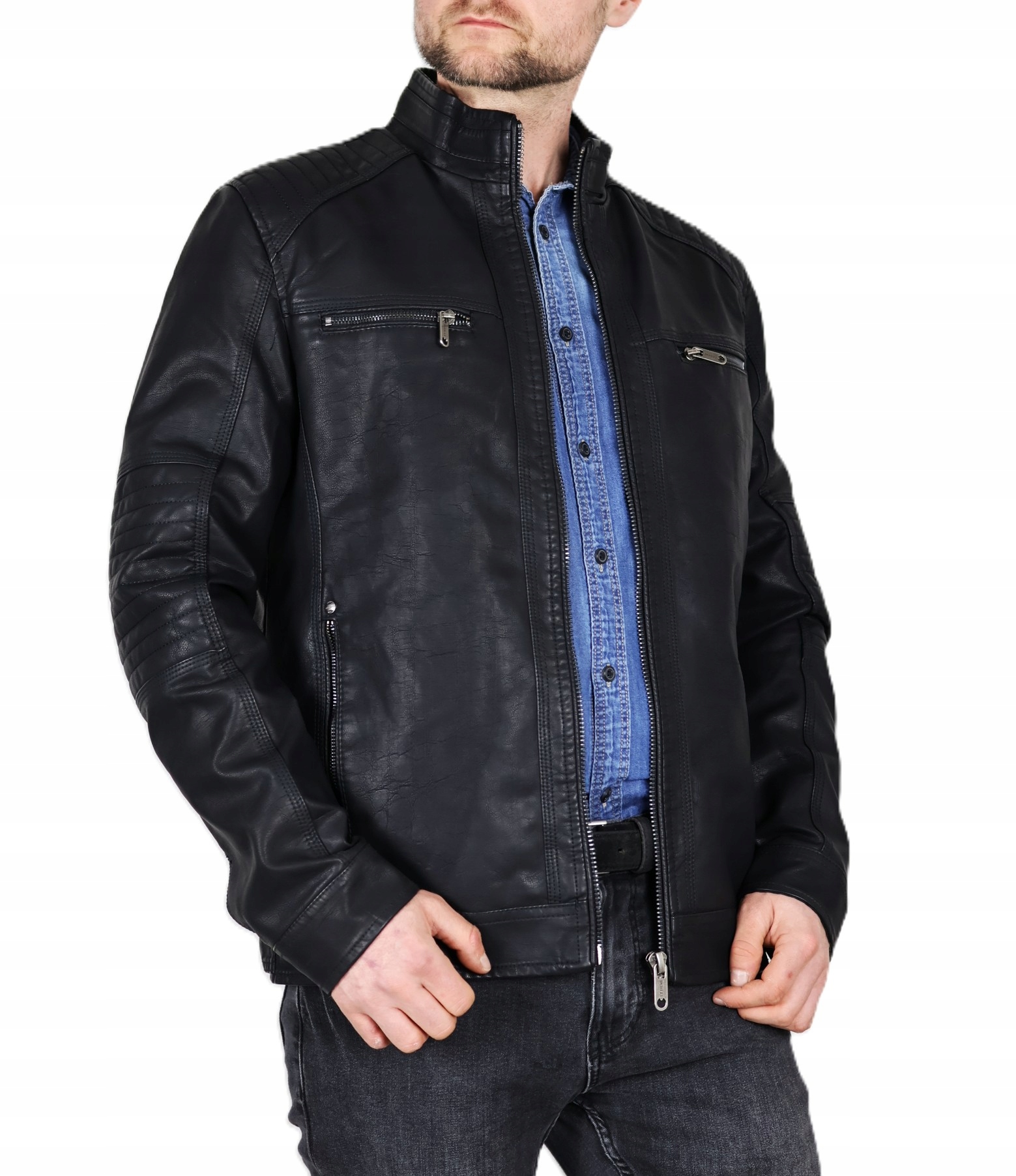 Kurtka męska wiosenna eko skóra skaj 2360 duży rozmiar 4XL