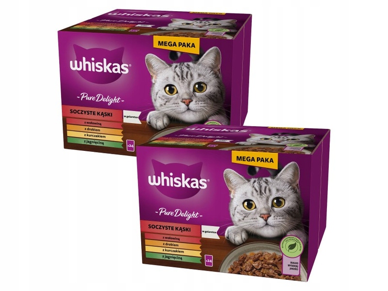 Karma dla kota Whiskas Adult Pure Delight Mix Smaków (48 x 85 g)