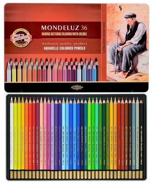 Pastelky akvarelové 36-kol. v kov. pud. Mondeluz 3