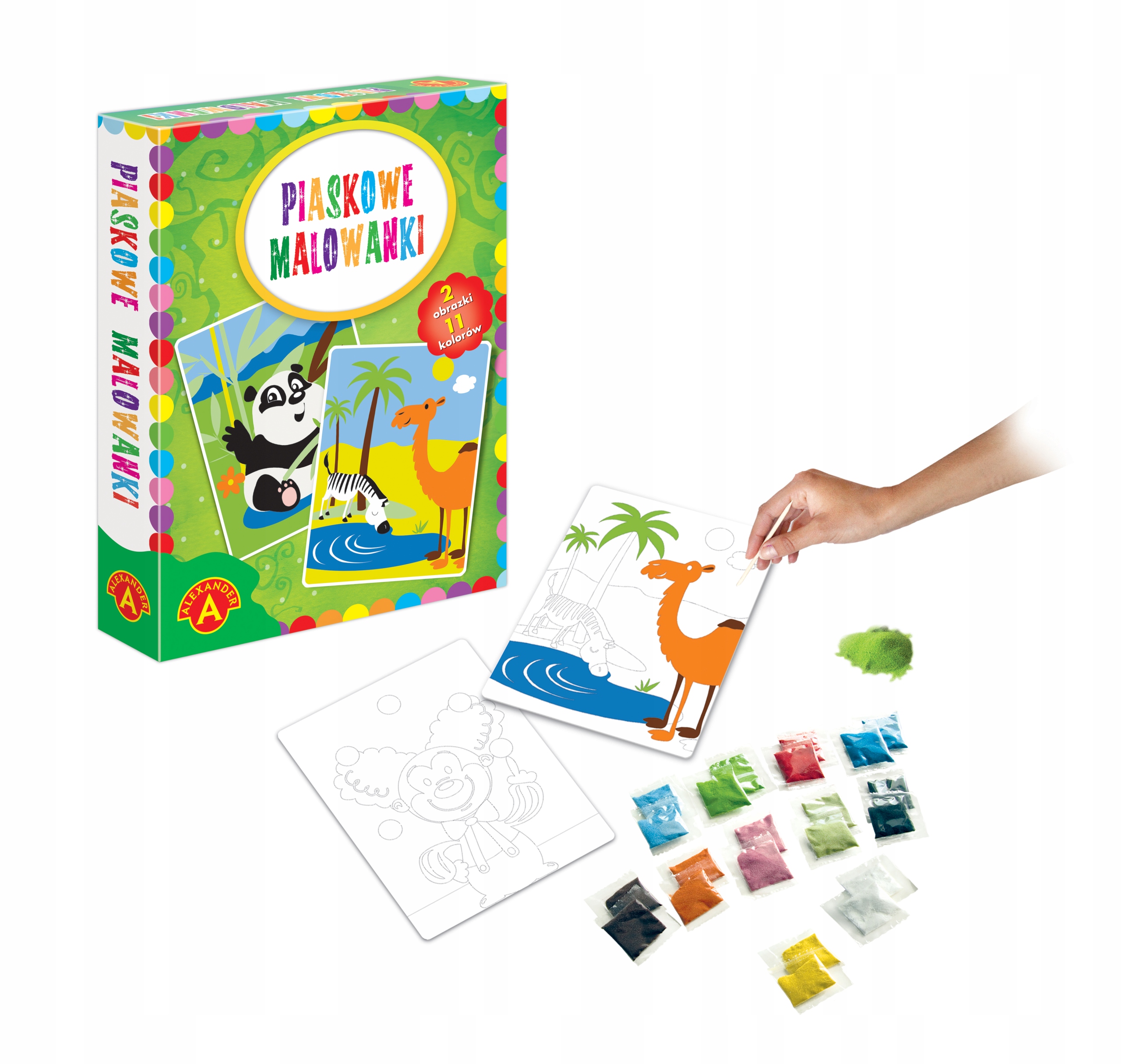 Piaskowe Malowanki Panda i Wielbłąd Zwierzęta 6+ Alexander 2464 EAN (GTIN) 5906018024647