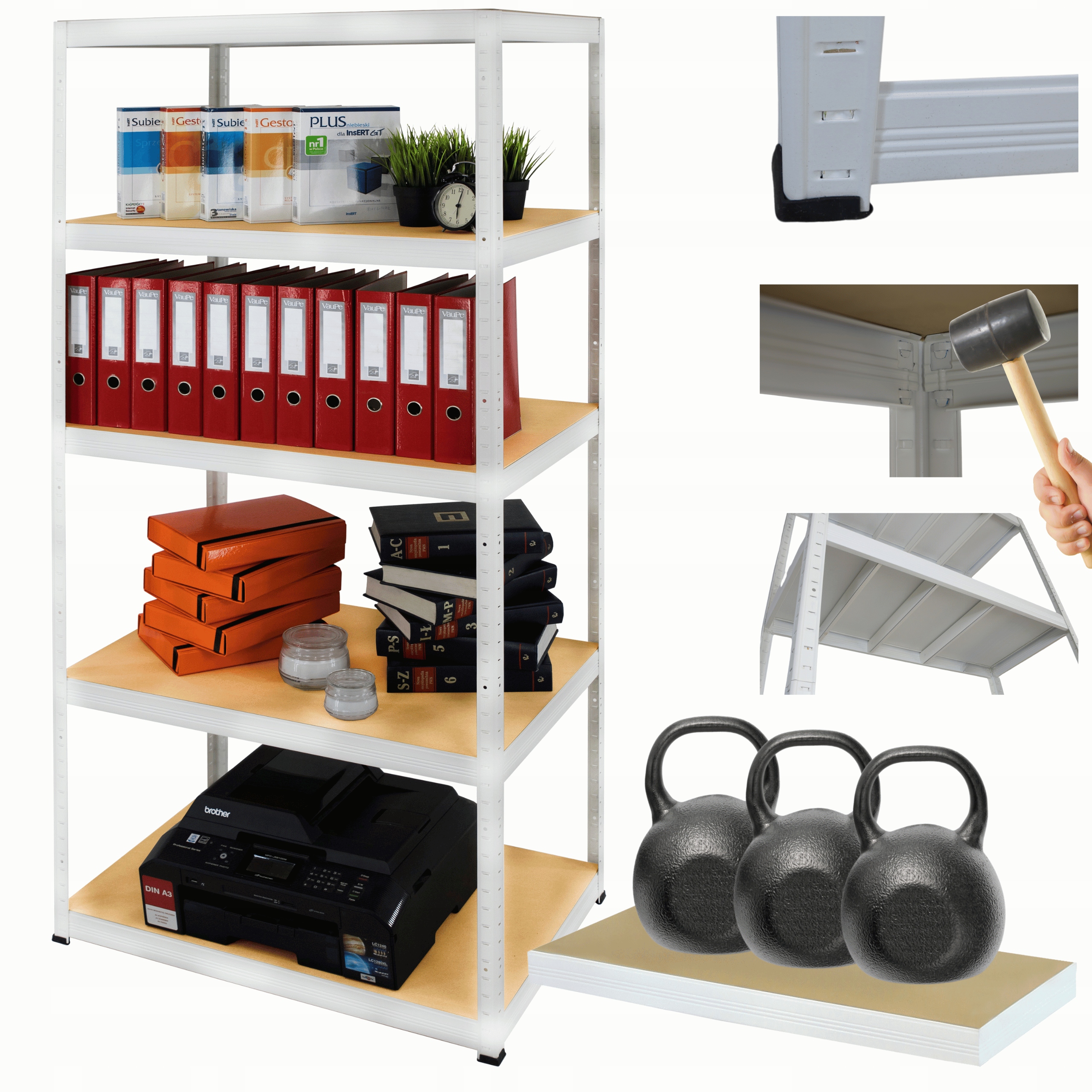 Dielenský regál kovový stojan Helios 196x75x45 cm 5Px350 kg Poľský Trvanlivý