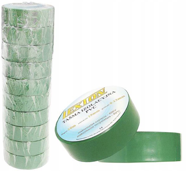 

Taśma izolacyjna Pvc zestaw 10szt zielona 19x10m