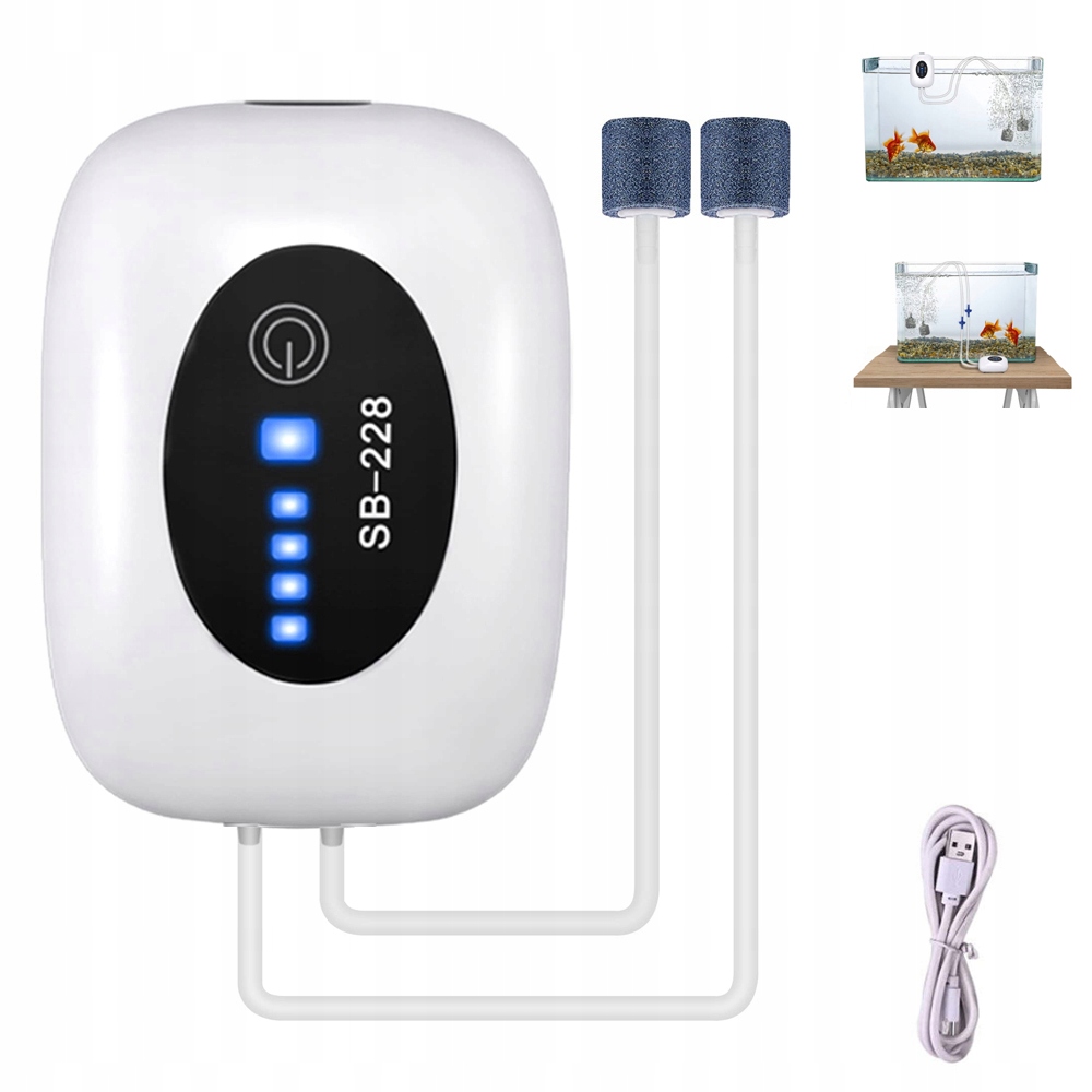 Přenosná Vzduchová Pumpa Pro Akvárium Aerator 4800 Mah Baterie